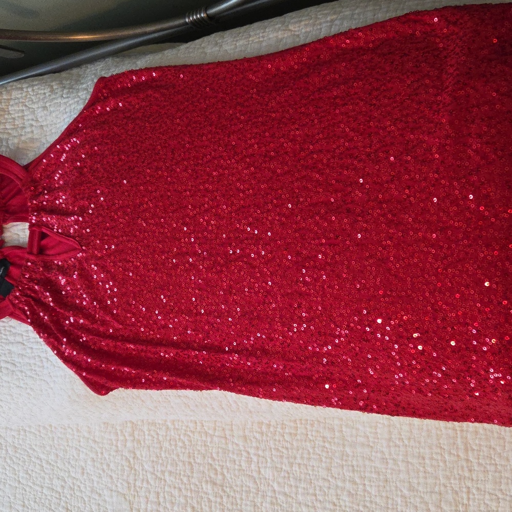 INC Red Sequin Top